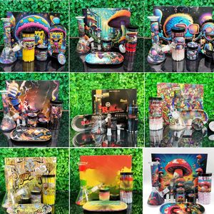 Bongas de quadro de desenhos animados personalizáveis conjunto de plataformas fumantes fumando bongos de vidro personalizados 7in1 kit de espessura de 8 