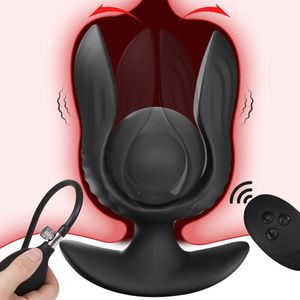 Uppblåsbar rumpa plugg anal vibrator prostata massager vaginal dilator g spot expansion stimulator 10-frekvens vibration sexiga leksaker