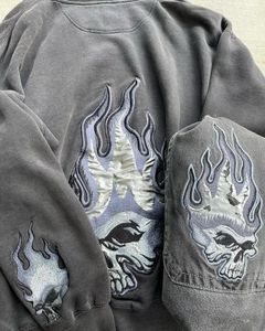 JNCO HOUDIE Y2K RETRO HIP HOP SKULL GRAFIC EMBRODERY OVERDAGA HOUDIE Sweatshirt Mens Punk Rock Gothic Pullover Hoodie kläder 240420