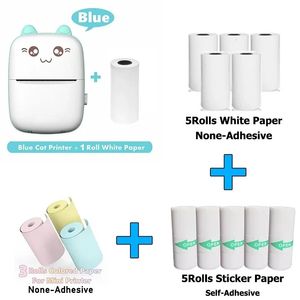 Mini PO Pocket Printer Portable Ink-Free Thermal 57mm Sticker Trans Paper Wireless BT 200DPI Android iOS Printing Machine 240419