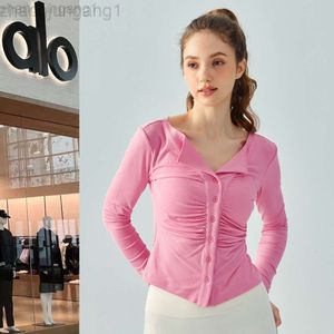 Desginer Yoga Top Shirt Clessle Hord Woman Hoodie Litness Top مع بدلة ثانوية صدرية صغيرة لخريف وشتاء جديد ملتوية رفيعة