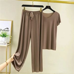 Female Home Clothes 2 Pieces Set Lady Suit Summer Women Lounge Wear Autumn Loose Homewear for Pajamas Pants 240410