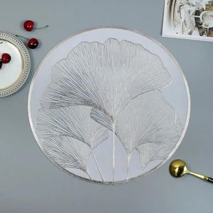 Tapetes de mesa simples elegante elegante placemat floral ginkgo folhas de design placemats resistentes ao calor para cozinha de casamento em casa