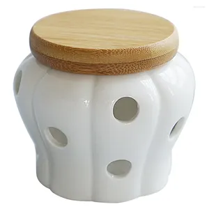 Bottiglie di stoccaggio baratto all'aglio ventilato a sfiorare la cipolla di cipolla in bambù in ceramica di soia custode