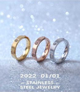 Designer Trendy Titanium Steel Ring Carter med en känsla av lyxig nischlätt fashionabla personlighet mångsidig och färgfast par ins s6jk