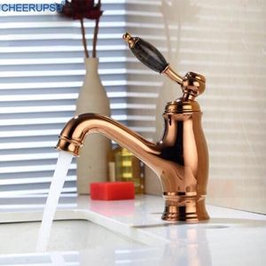 Rubinetti del lavandino da bagno rubinetto per bacino oro rosa mixer acqua fredda moderna bagno a manico singolo a terra