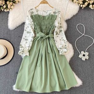 Urban Sexy Dresses YuooMuoo Chic Fashion Floral Print Long Sleeves Women Dress 2024 New Spring Elegant Vintage Bandage Slim Waist Party Vestidos Y240420