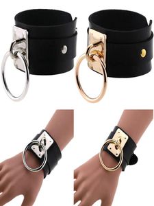 PU Leather Wristband Bracelet Cuff Goth Metal Armbands Gothic Punk Bracelets 2020 New Fashion Women Men Cosplay Ornaments2233021