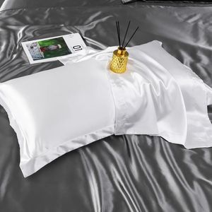 Travesseiro de cetim de seda de amoreira natural para cabelos e pele travesseiros de qualidade superior na capa de travesseiro de cama de cor sólida 240410