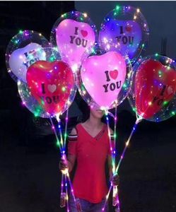 2020 LED LOVE HEART BOBO Ball Valentine039S Day Gifts LED LUMION LIGHT UP بالون بالون بالون الشفاف لحفل الزفاف منزل 3273865