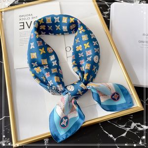 Artwork Design Print Flower imitate Silk Scarf Headband for Women Daily Fashion Long Handle Bag Scarves Paris Shoulder Tote Luggage Ribbon Head Wraps 70x70CM