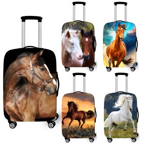 Accessoires Animal Horse Print Gepäckabdeckung für reisende elastische Antidust -Trolley -Hülle auf Reisen Zubehör niedliche Kofferabdeckung