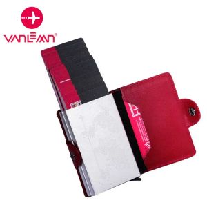 Posiadacze skórzane RFID Antitheft ID Uchwyt karty kredytowej Portfel Men Metal Aluminium HASP Business Bank Card Case CreditCard Posoler Kobiety Kobiety