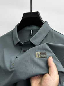 Yüksek son marka buz ipek rahat polo gömlek kısa kollu erkek nefes alabilen en iyi yaz lüks moda baskılı gündelik tişört 240420