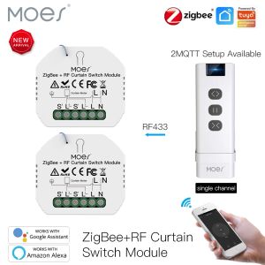 Управление Moes RF433 Zigbee Smart Sharen Switch Модуль для моторизованного роликового затвора. Мотор 2MQTT TUYA Smart App Alexa Google