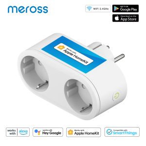 Fişler Meross Homekit 2 1 Smart Flug WiFi Çift Outlets AB Soketi Uzak Ses Kontrol Desteği Alexa Google Assistant Smartings