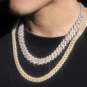 Hot Sale 2rows 8 To15mm Vvs Diamond Cuban Chain for Men Hip Hop Necklace Fine Jewelry 925 Silver Gold Plated Chain Bracelet