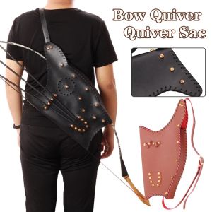 Packs 1pc Black/Brown Traditional PU Leather Archery Recurve Archery Quiver Bow Bag Outdoor Accessories for Shooting Hunting Pouch