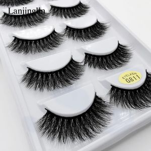 Lanjinglin 10 lådor mycket mink ögonfransar naturlig lång falsk 100% handgjorda mjuka 3D -fransar makeup faux cils g811 240420