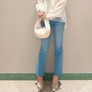 Kvinnors jeans Simple Solid Color All-Match Pants 2024 Spring Japan Style Clothing Trousers Kvinnliga nisch Hög midja Slim Ladies