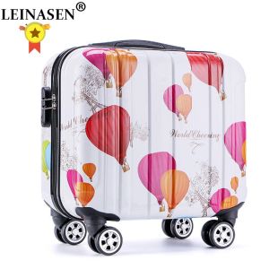 Bagaż 18 cali dziewczyna Cartoon Studenci Universal Wheel Trolley Case Child Travel Travel Rolling Suitcase Kobiety Kreatywne pudełko na pokład