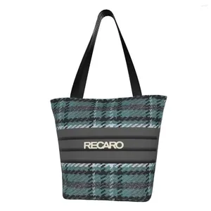 Shopping Bags Kawaii Print Scottish Tartan Plaid Recaros Tote Bag Portable Canvas Shoulder Shopper Handbag