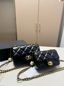 Borsa a catena, borsa a tracolla singola, motivo a diamanti, stile classico, aspetto splendido e nobile, hardware dorato, materiale di pelle di pecora, borsa da donna