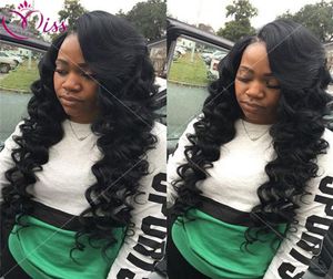 Natrual Black Color Brasilian Hair Loose Deep Wave Full Lace Human Hair Wig Spets Front Wig With Baby Hair 7910209