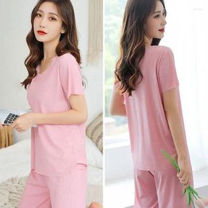 Women's Two Piece Pants Summer Set Women T Shirt And Ice Silk Trouser Suits Loose 2 Sets Womens V Neck Shirts Wide Leg