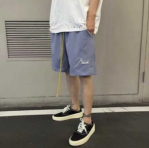 SOGD Rhude vår sommarbroderi tvättade high street dragsko frerry shorts mens och kvinnors mode