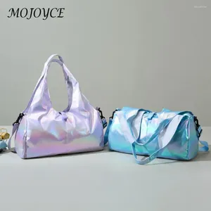 Shoulder Bags Women Fitness Bag Large Capacity Pearlescent Shiny Hobo Multipocket With Shoe Compartment Leisure Exercise Gym