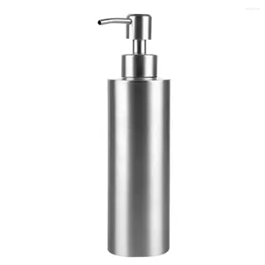 Flüssiger Seifenspender 1PC 250 ml Edelstahlzylindrische Lotion mit rostfester Pumpe für Handschuhegel (Silber)