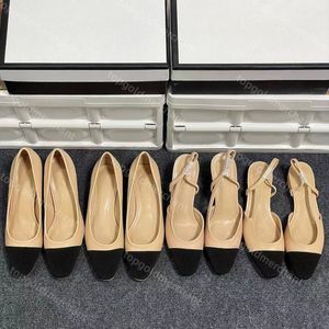 Designer Ballet Flats Slingbacks Dress Shoes Women Sandal High-heeled Shoes Bowtie Cowhide Letter Bow Fashion Women Black Luxury Flat Boat Shoes Leather Loafers