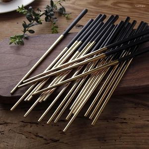 Chopsticks 4 par koreanska fyrkantiga aristokratiska klass topp 304 rostfritt stål set bordsartiklar julklapp