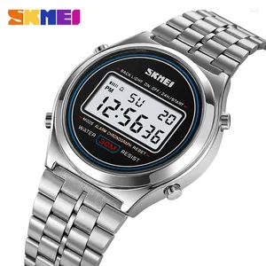 Wristwatches SKMEI 2146 Waterproof Electronic Watch For Men Luxury Steel Calendar Digital Mens Countdown Clock Reloj Masculino