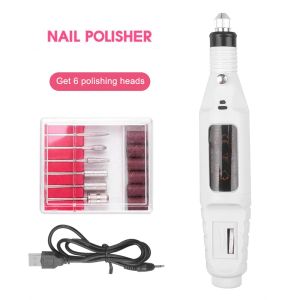 Pens Profissional Encontro de unhas elétricas Ferrões de unhas Pedicure de caneta Pedicure 6 bits Millinguv LED Gel Polish Remover Nail Art Manicure Tool