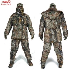 Footwear High Quality Man Winter Thick Bionic Camouflage Ice Fishing Hunting Ghillie Suit Outdoor Military Cold Qeather Cotton Coat Suit