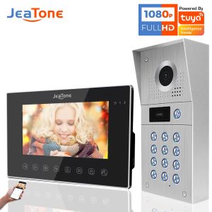 Cameras Jeatone WiFi 1080P Intercom With Camera Entrance Gate Coder Passcode ID Card Unlock Motion Detection Fish Eye Hebrew Video Eye