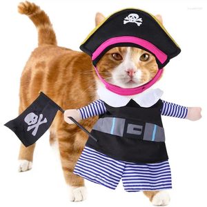 Cat Costumes Pirate Portable Caribbean Style Cosplay Party Suit With Hat Halloween Apparel Clothing for Dogs