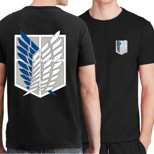 Men's T-Shirts Attack on Titan T-shirt Wings of Frdom Short Slve Ackerman Mikasa Eren Jaeger Men Cotton Tops Summer Oversized O-Neck T Y240420