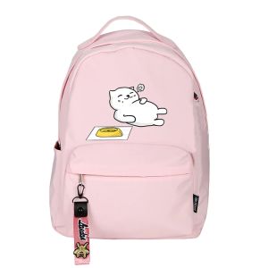 Ryggsäckar högkvalitativa neko atsume kvinnor katt ryggsäck kawaii söt påsäck rosa skolväskor tecknad resor ryggsäck bärbar dagspack