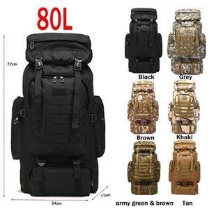 Mochila Bolsa de Montanhismo 80L Suba Mochilas Táticas Militares Large ao ar livre Caminhando Camping Travelbags Sports Molle Hunt