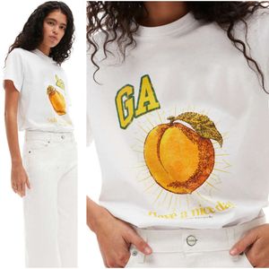 Designer Ga Ni Women Thirt Beach Tees Fruits Versatile Cartoon Cartone animato Stampa rotonda Pullover sciolta Pullover Shiover Abbigliamento T-Shirt di alta qualità di alta qualità