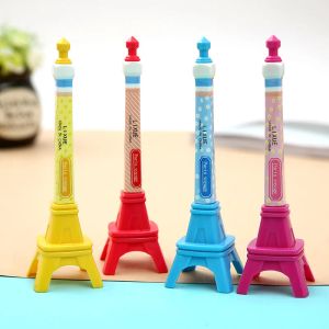 Pennor 24 PCS Tower Style Creative Pen Day Korean Cartoon Lovely Student Prient Present Ball Pen Gel Pen Söt stationär grossist