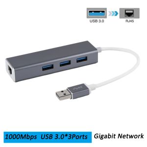 Adattatore Card di rete da 1000MBPS Gigabit USB Hub Ethernet Adattatore PC RJ45 Hubs 1000 Mbps Adattador Networking Gigabit Ethernet USB Adapter