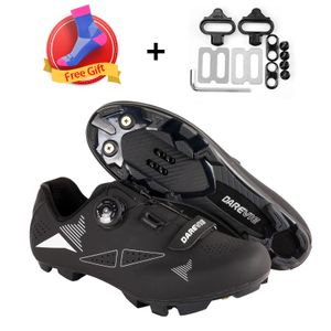 Sapatos de ciclismo Darevie MTB Mountain Bike Cycling Shoes Pro Race MTB Botas de Bicicleta de Auto-Locking Botas SPD Lock Shoes Homens Mulheres 240417