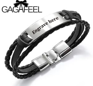 GaGafeel 4 Cores Grave personalizado Bangle para homens punk multicamada pulseira de aço inoxidável PU Bangle Especial para Male266784502