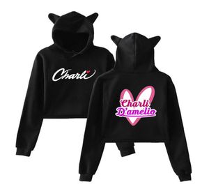 Women039s Hoodies Sweatshirts Charli Damelio Croped Crop Top Cat Ear Hoodie Women Pulovers D039amelio Hooded Sweatshirt F7225737