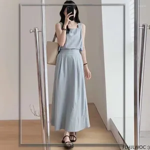 Casual Dresses Shirt Summer Women Korean Japan Preppy Style Clothes Solid Faux Two Piece Retro Vintage Cotton Linen Dress