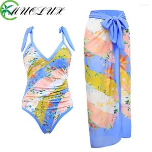 Mutada de banho feminina Muolux 2024 3D Flower Bikini Set One ombro Vestido de uma peça Mulheres Bikinis Bikinis Luxury Beach Bath Suit Monokini